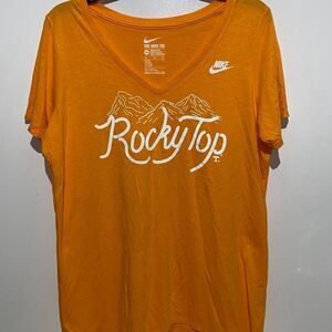 Nike Women's Orange Athletic Cut Tri Blend Rocky Top V-Neck T-Shirt Size XL